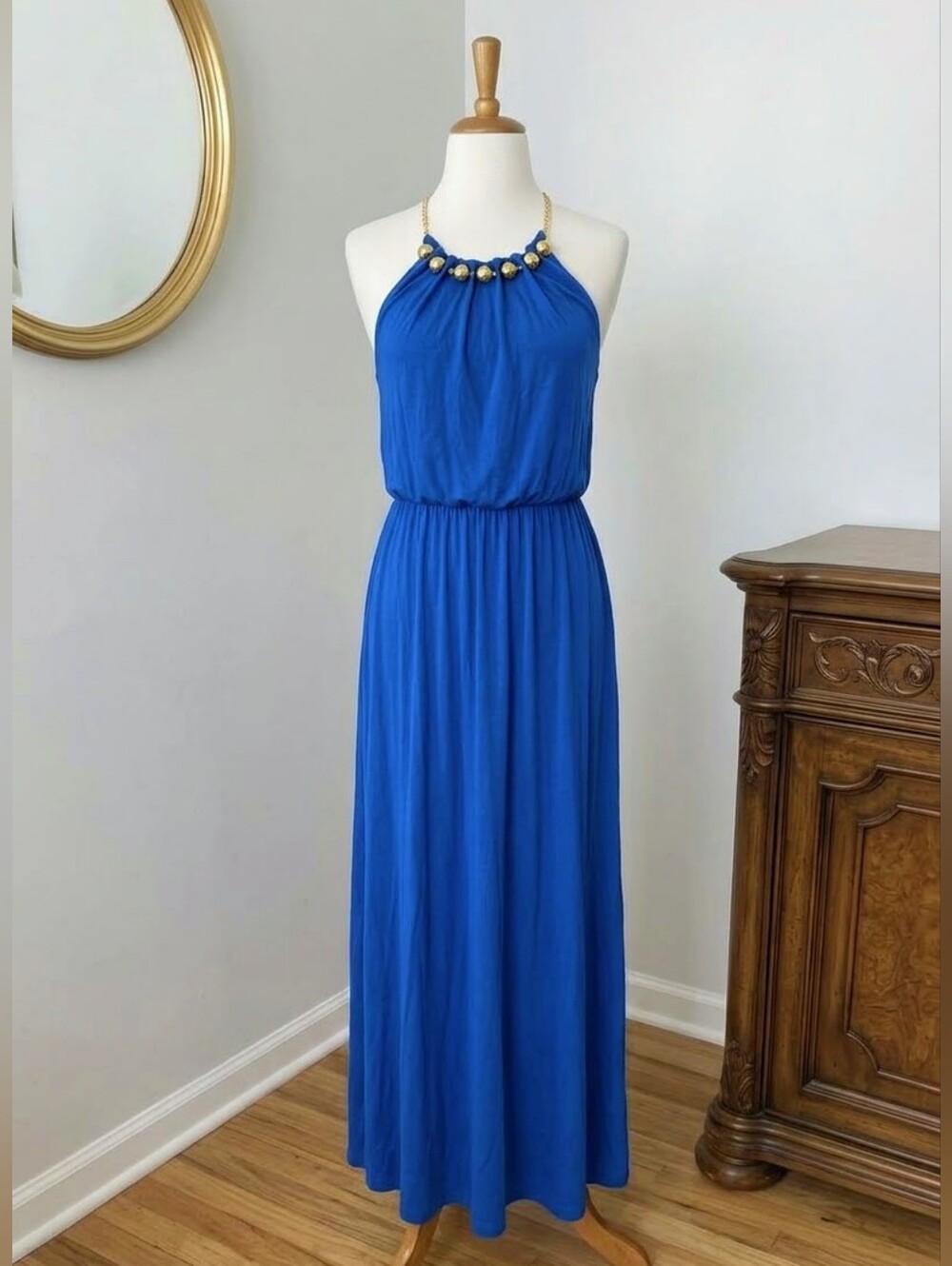 💙 Lilly Pulitzer Inna Halter Maxi Dress with Gold Bead Detail (Size Small)